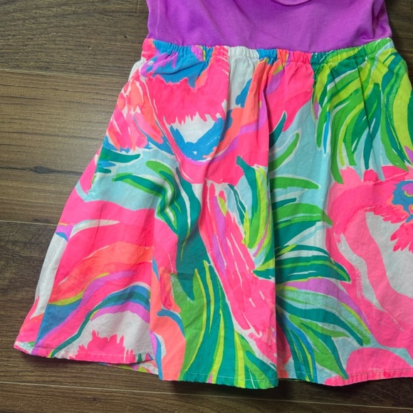 Lilly Pulitzer Girls Brit Dress Paradise Bound Ruffle Purple Pockets Size XS 2-3 - Picture 10 of 13